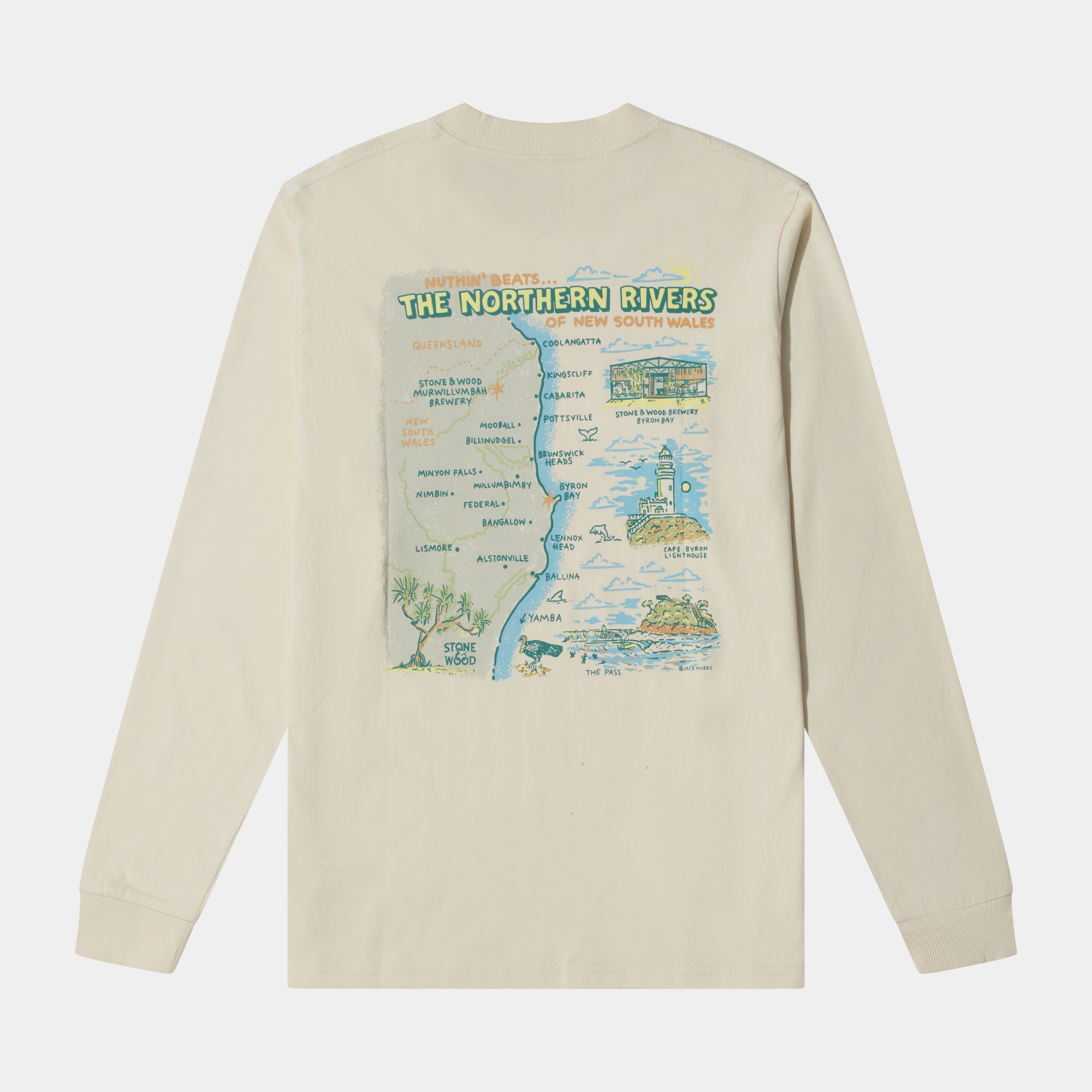 Northern Rivers Map Longsleeve Tee by Jack Miers – Stone & Wood Brewing Co